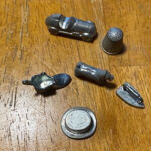 Monopoly Replacement Tokens Set of 6 Silver Metal Vintage Excellent Classic Game